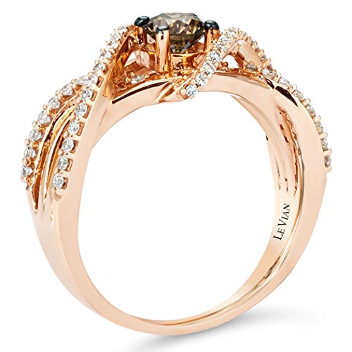 3/4 Carat White and Chocolate Diamond Split Shank Crossover Ring for Women in 14k Rose Gold (G-H/Fancy Brown, VS2-SI1, cttw) Anniversary Promise Ring Size 5.25 to 9.5 by LeVian