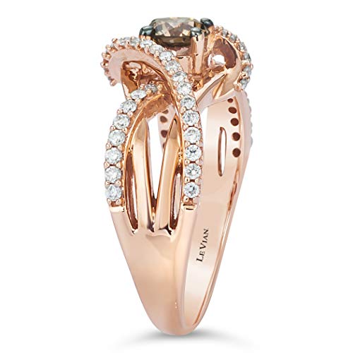3/4 Carat White and Chocolate Diamond Split Shank Crossover Ring for Women in 14k Rose Gold (G-H/Fancy Brown, VS2-SI1, cttw) Anniversary Promise Ring Size 5.25 to 9.5 by LeVian