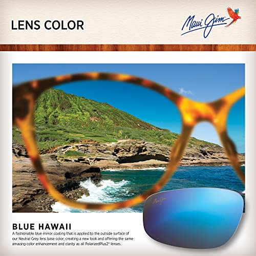 Maui Jim Unisex Sunglasses Clear Frame, Blue Hawaii Mirror Polarized Lenses, 54MM