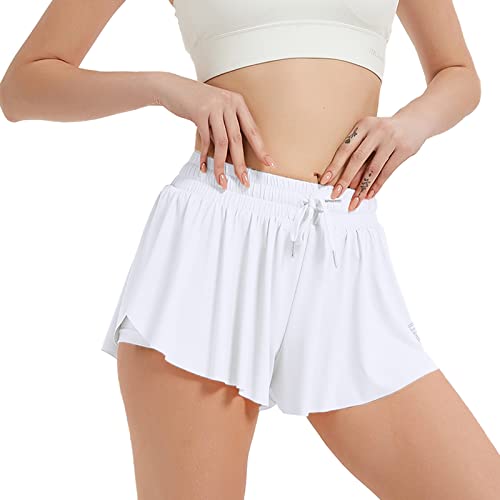 Butterfly Shorts for Women TikTok, 2 in 1 Flowy Athletic Running Shorts Yoga Workout Biker Exercise Spandex Skirts
