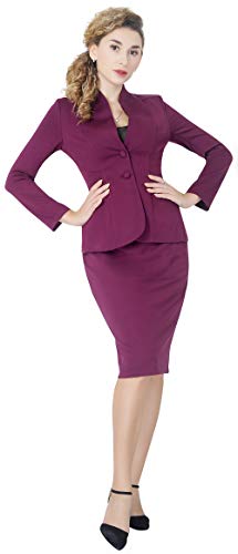 Marycrafts Women s Formal Office Business Work Jacket Skirt Suit Set