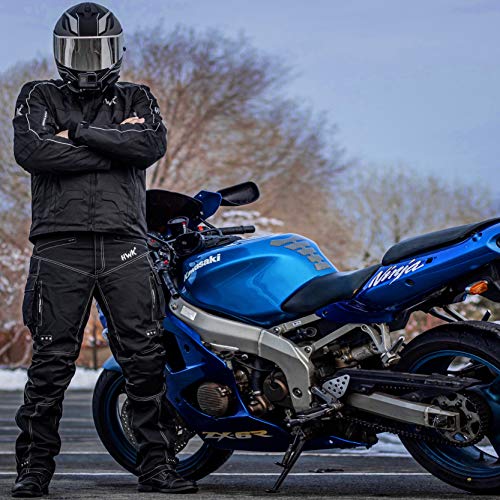 Motorcycle Pants for Men Dualsport Motocross Motorbike Pant Riding Overpants Enduro Adventure Touring Waterproof CE Armored All-Weather (Waist32  -34   Inseam32  ) Black