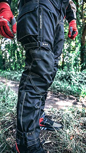Motorcycle Pants for Men Dualsport Motocross Motorbike Pant Riding Overpants Enduro Adventure Touring Waterproof CE Armored All-Weather (Waist32  -34   Inseam32  ) Black