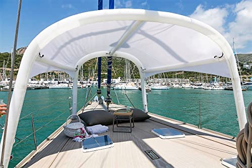Bimini Boat Shade Inflatable Sunshade Awning Decktent Shade for Boats of All Types, Size L (Available XS - L), New (White)