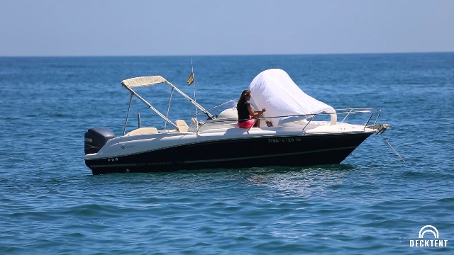 Bimini Boat Shade Inflatable Sunshade Awning Decktent Shade for Boats of All Types, Size L (Available XS - L), New (White)