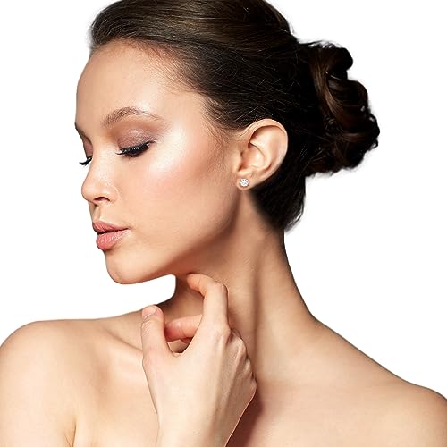 1/2 Carat - 5 Carat Lab Grown Diamond | 14K White Gold Four prong Lab-Grown Diamond Solitaire Stud Earrings | screw back | D-E color and VS1 clarity | ARAIYA FINE JEWELRY