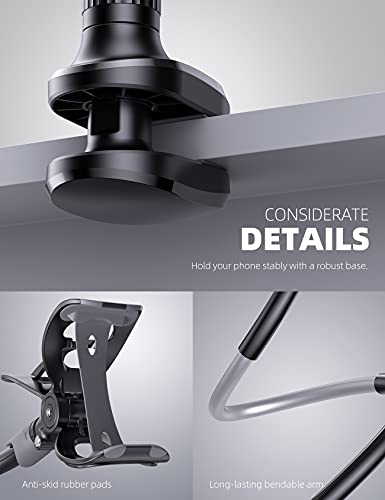 Lamicall Phone Holder Bed Gooseneck Mount - Cell Phone Clamp Clip for Desk, Flexible Lazy Long Arm Headboard Bedside, Overhead Mount Stand, Compatible with iPhone 14 Plus / Pro Max XR X 8 7 6 Plus