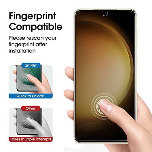 amFilm [2+2 Pack Samsung Galaxy S23+/S23 Plus 6.6   Privacy Screen Protector with Camera Lens Protector, Anti Spy Hybrid Film, Fingerprint ID Compatible, Easy to Installation.