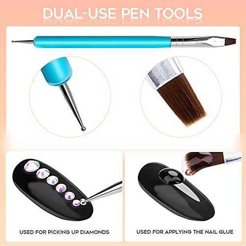 Modelones Builder Nail Gel - 2oz Clear Hard Gel for Nails, Nail Extension Gel Nail Kit Acrylic Gel Nail Strengthen Gel Nail Art Manicure Set with 100PCS Nail Forms and Dual-use Acrylic Nail Brush Professional DIY at Home