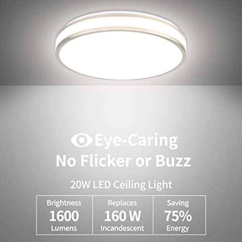 kadision LED Flush Mount Ceiling Light with BN Finish, 3CCT (3000K/4000K/5000K), 1600lm Dimmable Flush Mount Light Fixture 13”, ETL Listed (2 Pack)