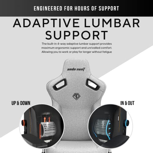 Anda Seat Kaiser 3 Gaming Chairs for Adults - Large Ergonomic Computer Chair with Lumbar Support, Comfortable Fabric Video Game Chairs with Headrest - Grey Recliner Desk Office Gaming Chair